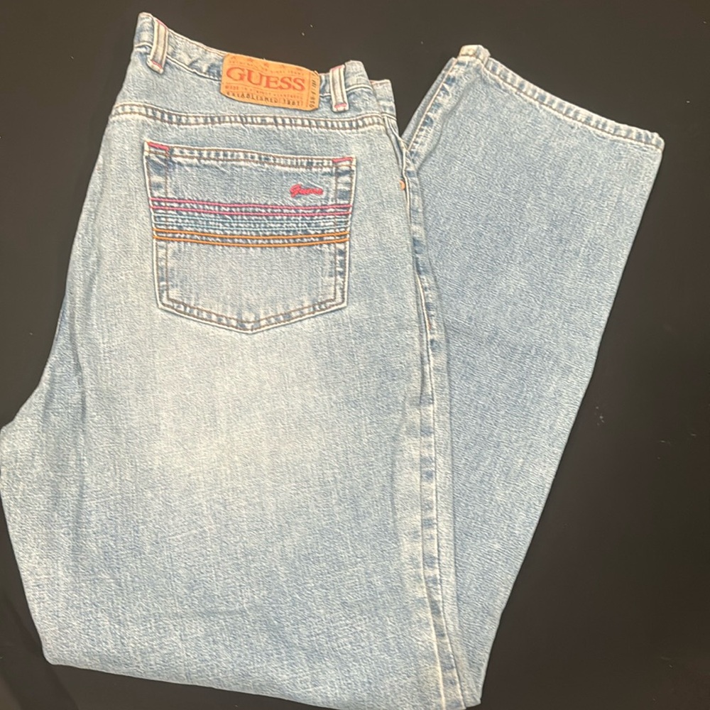 Vtg 80 90's Guess Jeans Light Wash RETRO Streetwear Denim women jeans 32